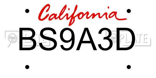 BS9A3D California License Plate