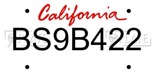 BS9B422 California License Plate