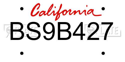 BS9B427 California License Plate