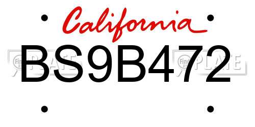 BS9B472 California License Plate