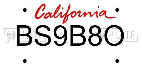BS9B8O California License Plate
