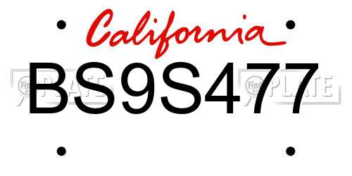 BS9S477 California License Plate