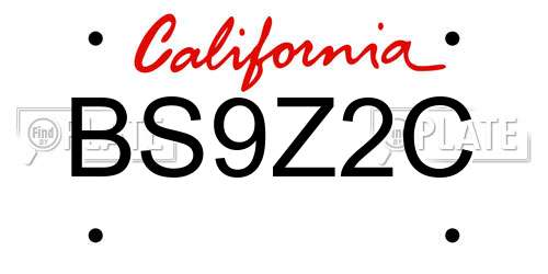 BS9Z2C California License Plate