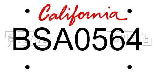 BSA0564 California License Plate