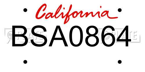BSA0864 California License Plate