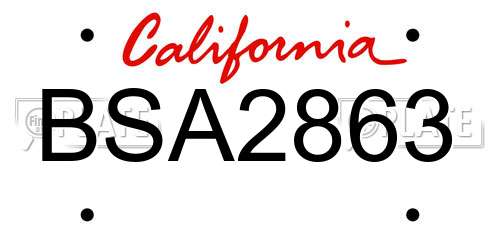 BSA2863 California License Plate