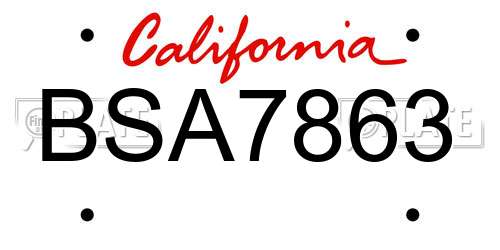 BSA7863 California License Plate