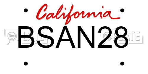 BSAN28 California License Plate