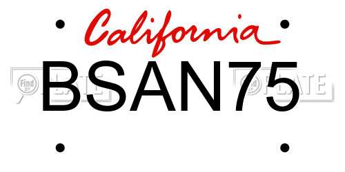 BSAN75 California License Plate