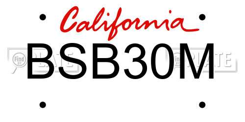 BSB30M California License Plate