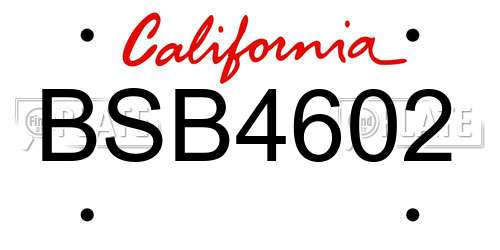 BSB4602 California License Plate