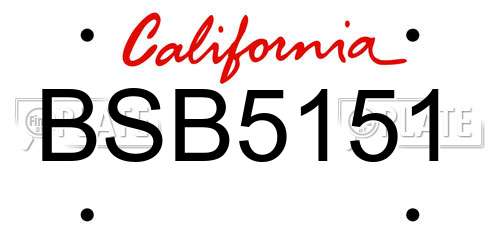 BSB5151 California License Plate