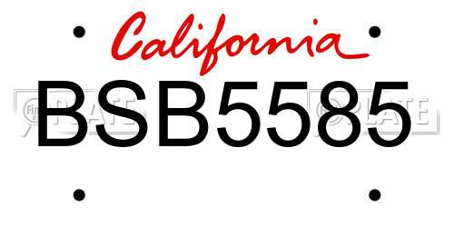 BSB5585 California License Plate