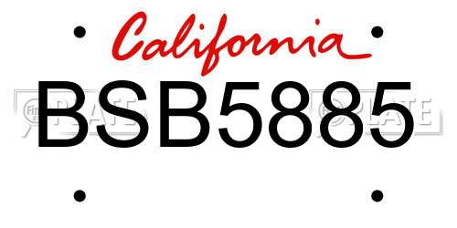BSB5885 California License Plate