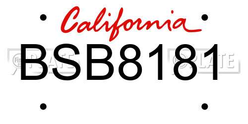 BSB8181 California License Plate