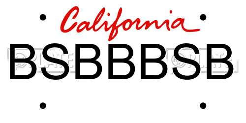 BSBBBSB California License Plate