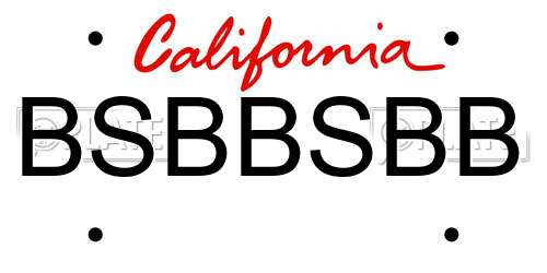 BSBBSBB California License Plate