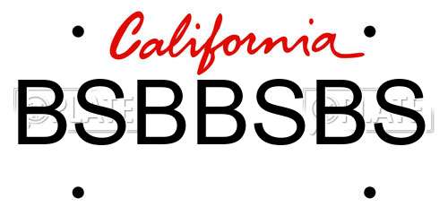 BSBBSBS California License Plate