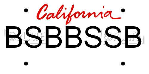 BSBBSSB California License Plate