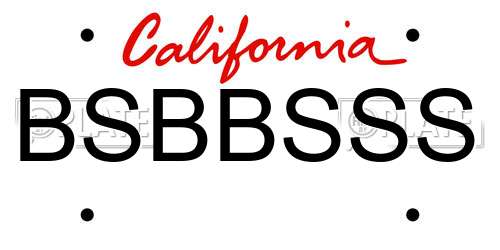 BSBBSSS California License Plate