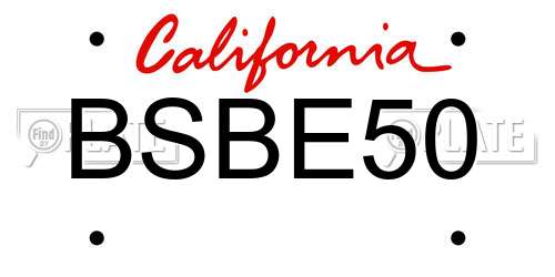 BSBE50 California License Plate