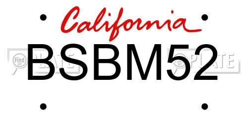 BSBM52 California License Plate