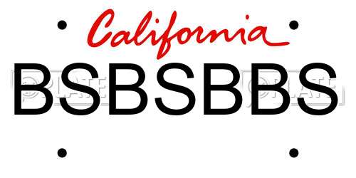 BSBSBBS California License Plate