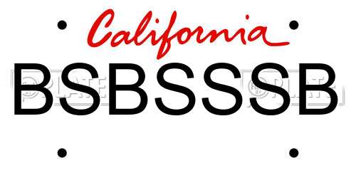 BSBSSSB California License Plate
