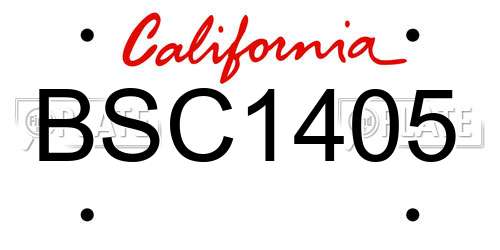 BSC1405 California License Plate