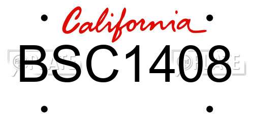 BSC1408 California License Plate