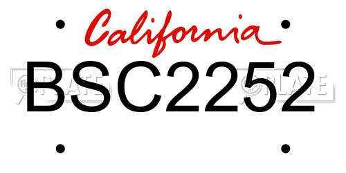 BSC2252 California License Plate