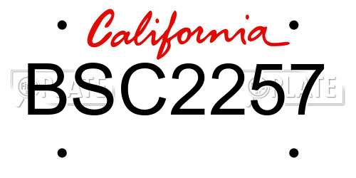 BSC2257 California License Plate