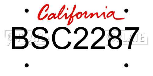 BSC2287 California License Plate