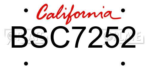 BSC7252 California License Plate