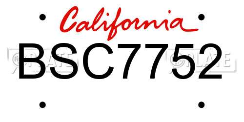 BSC7752 California License Plate