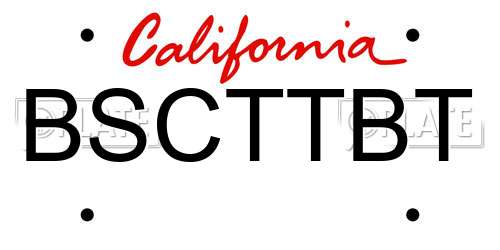 BSCTTBT California License Plate
