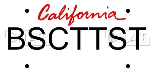 BSCTTST California License Plate