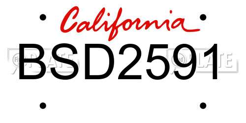 BSD2591 California License Plate