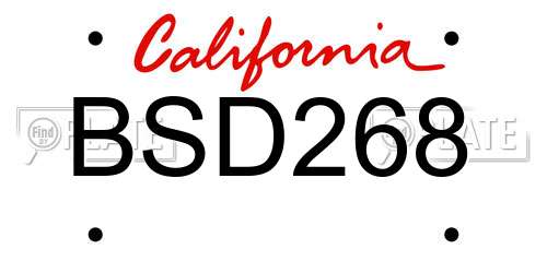 BSD268 California License Plate