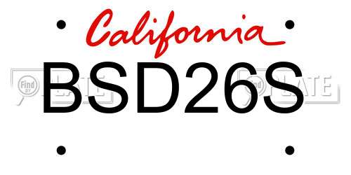 BSD26S California License Plate