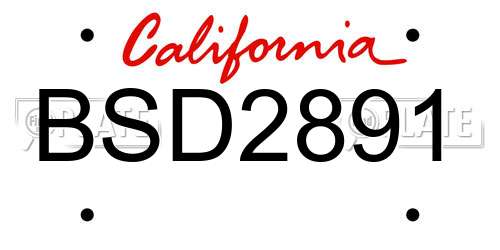 BSD2891 California License Plate