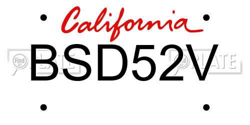 BSD52V California License Plate