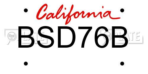 BSD76B California License Plate