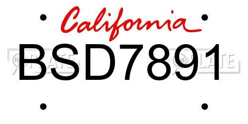 BSD7891 California License Plate