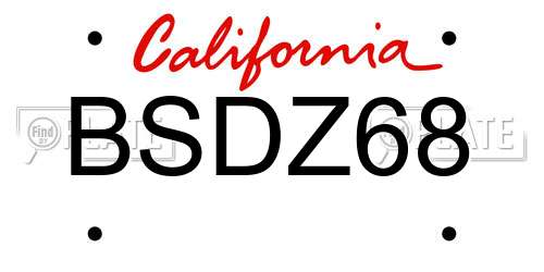 BSDZ68 California License Plate