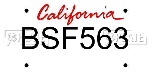 BSF563 California License Plate