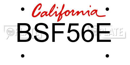 BSF56E California License Plate