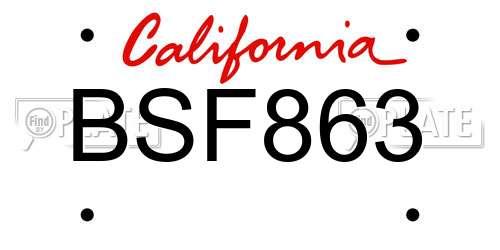 BSF863 California License Plate