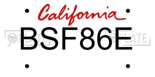 BSF86E California License Plate