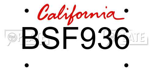 BSF936 California License Plate